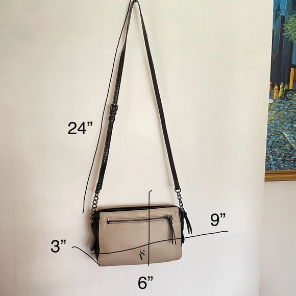 Simply Vera Crossbody Purse Sachel Bag Taupe & Black - Picture 3 of 8